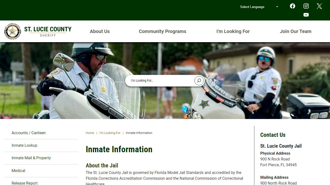 Inmate Information | St. Lucie Co Sheriff's Office, FL